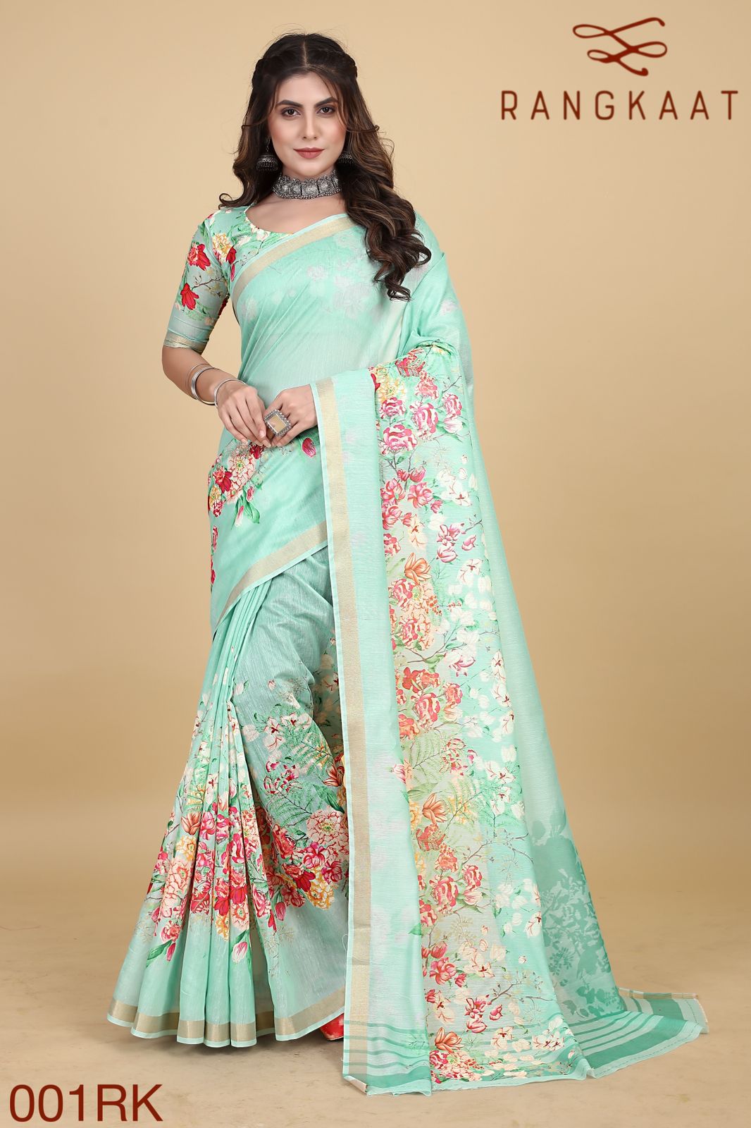 Rangkaat 001 Floral Printed Cotton Sarees Catalog
